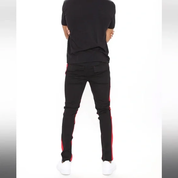 Travis Twill Joggers Black and Red - Picture 3 of 6